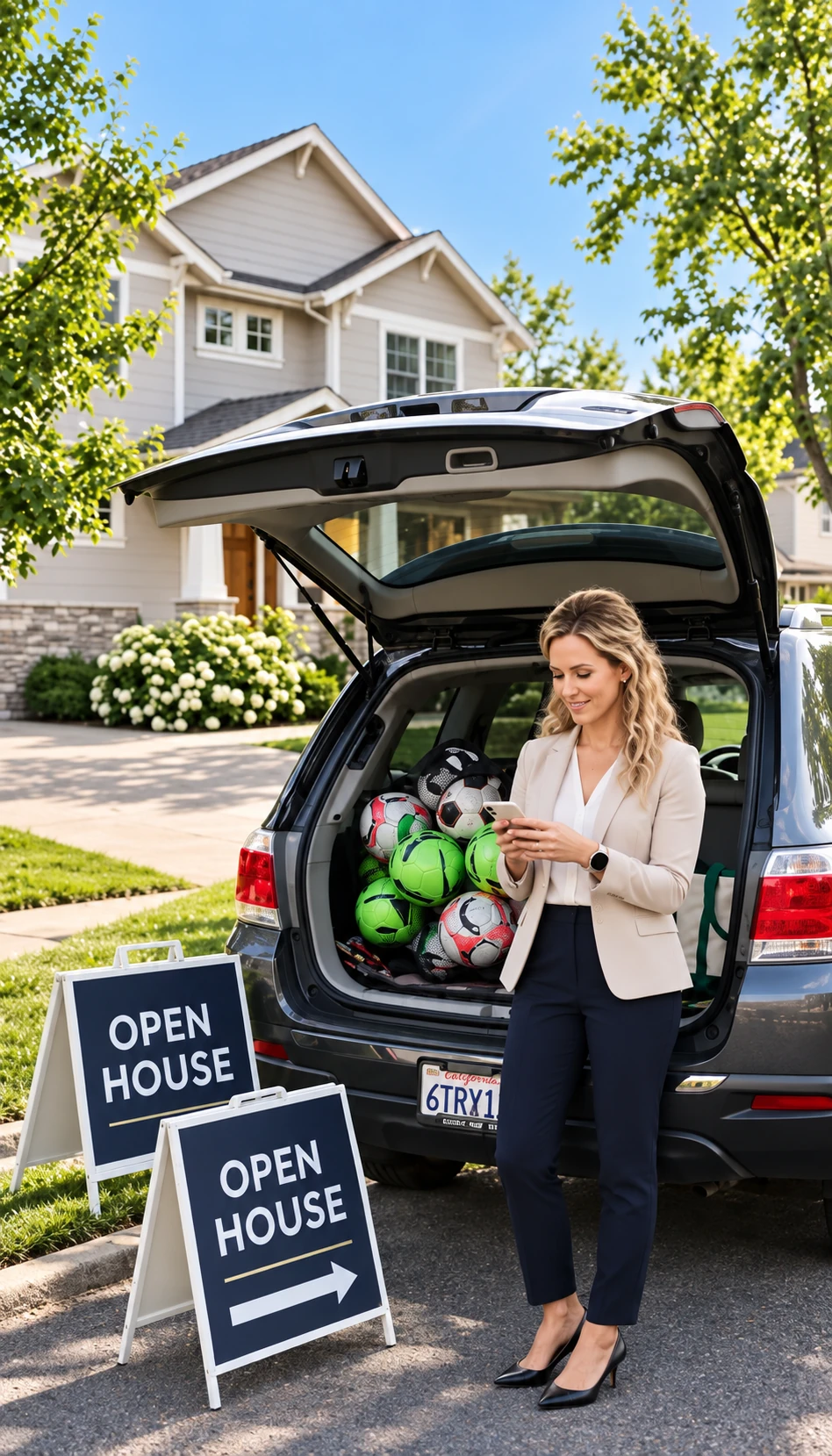 Real estate agent preparing for an open house